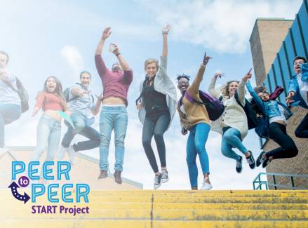 Students jumping and excited